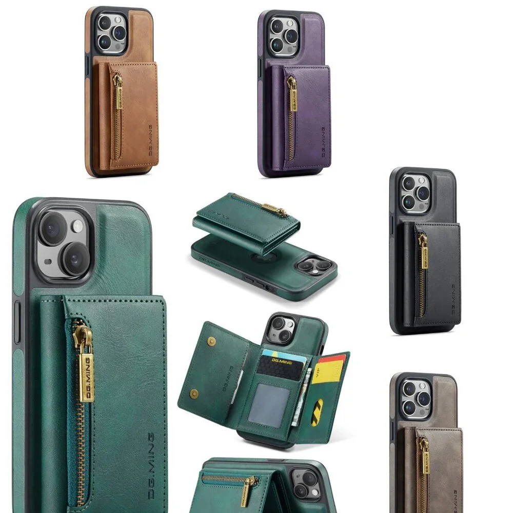 DG.MING M5 Series Magnetic 2-in-1 Wallet Leather Phone Case For iPhone 13 ProMax